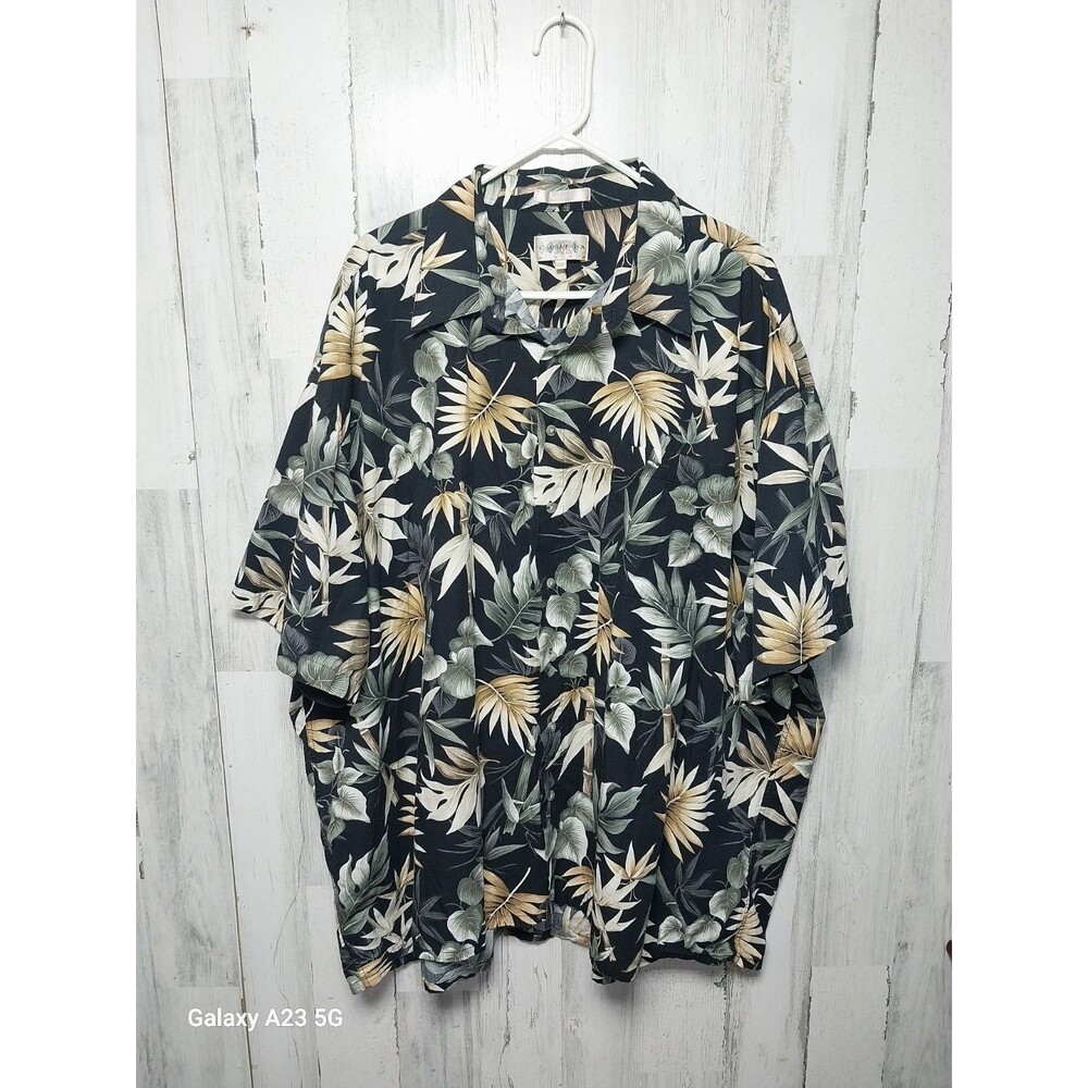 Campia Mens Short Sleeve Hawaiian Tropical Shirt 4XL Black Floral